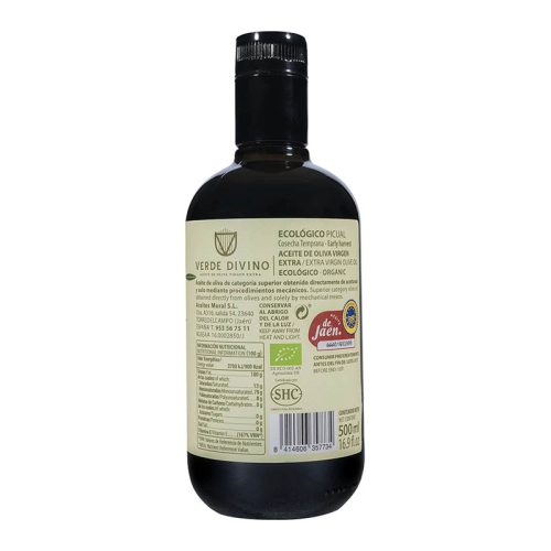 Aceite de Oliva Virgen Extra Picual Ecológico Cosecha Temprana, Verde Divino