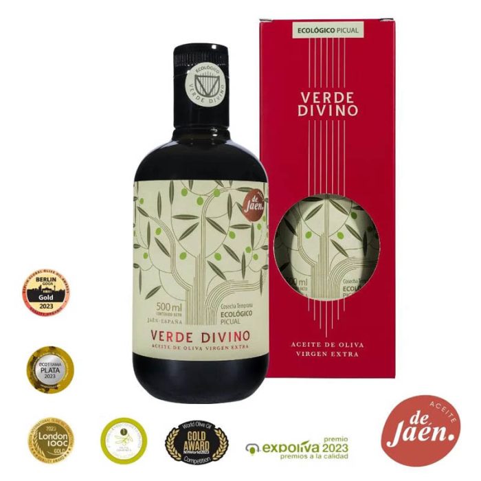 Aceite de Oliva Virgen Extra Picual Ecológico Cosecha Temprana, Verde Divino